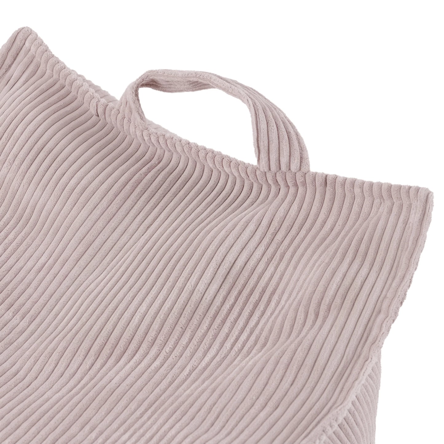 Pouf fauteuil carré en velours côtelé rose clair pour enfant