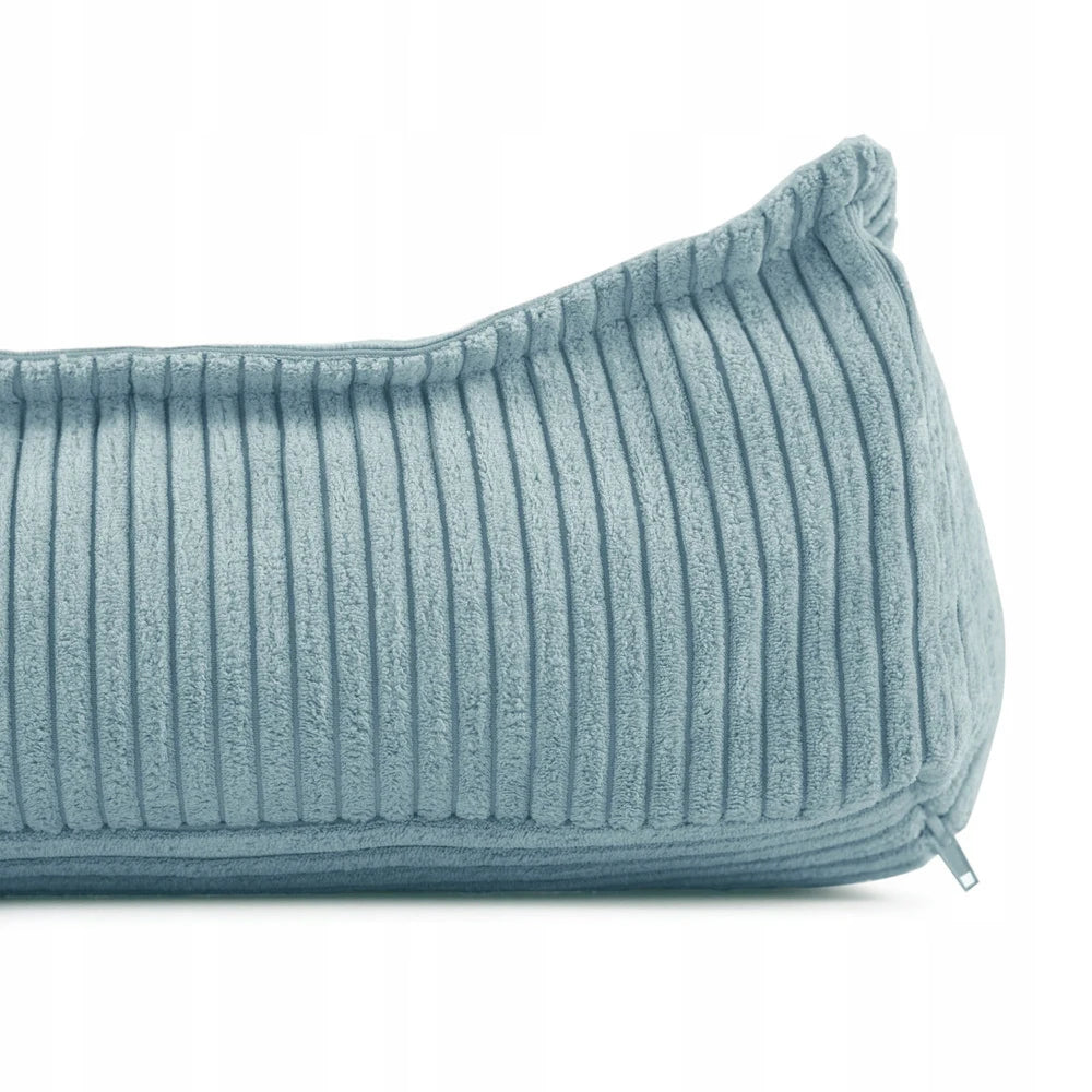 Pouf de sol bleu en velours côtelé pour enfant