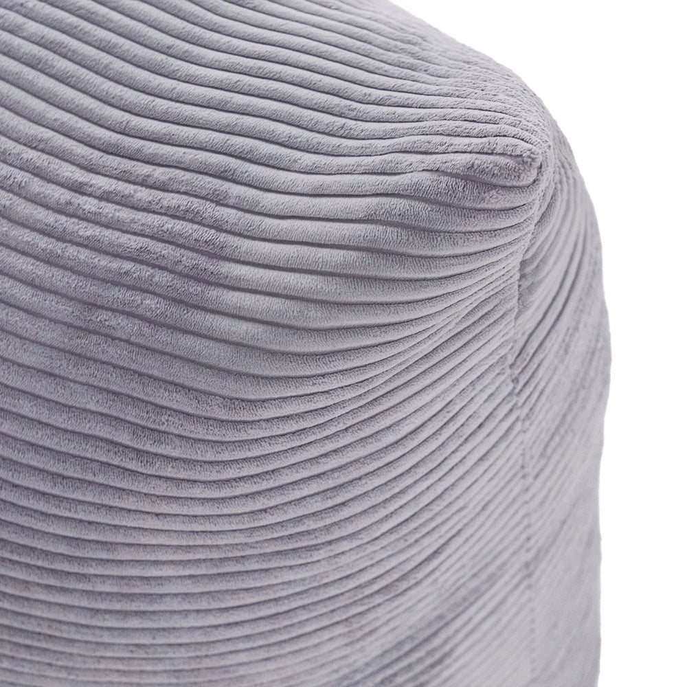 LoungeBear - Pouf Haricot gris en velours côtelé | 120x80cm