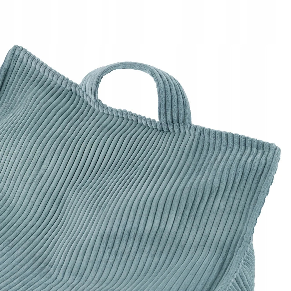 Pouf fauteuil carré en velours côtelé bleu pour enfant
