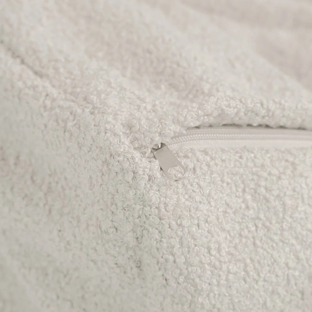 Pouf fauteuil carré bouclette blanc pour enfant