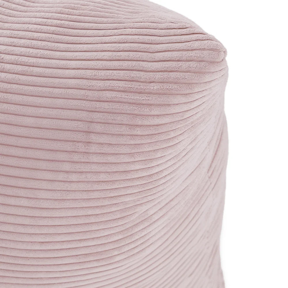LoungeBear - Pouf Haricot rose vif en velours côtelé | 120x80cm