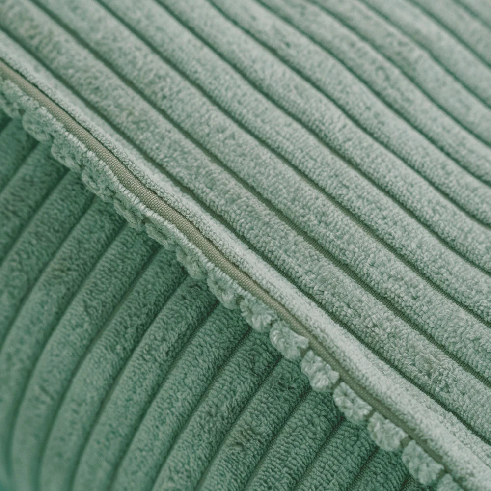 Pouf de sol vert en velours côtelé pour enfant