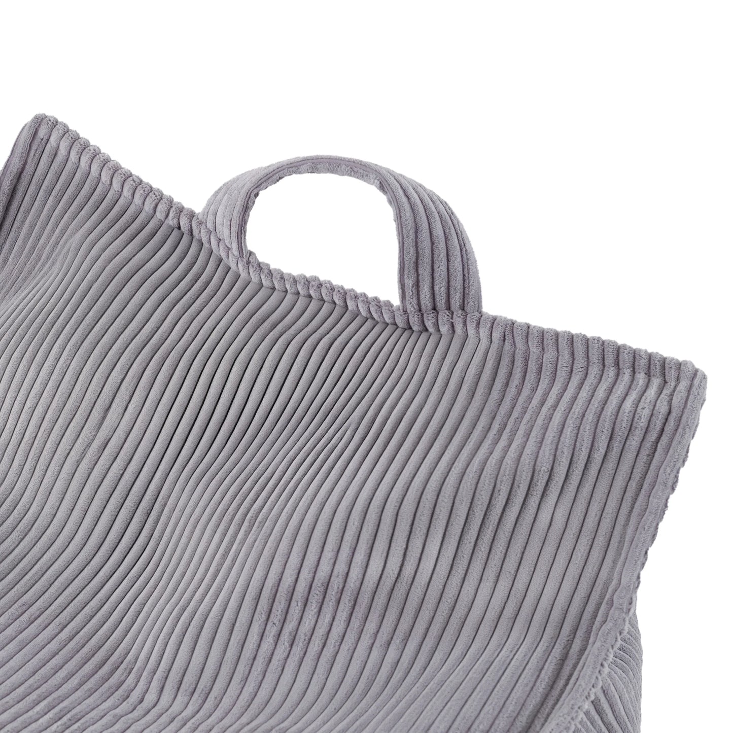 Pouf fauteuil carré en velours côtelé gris pour enfant