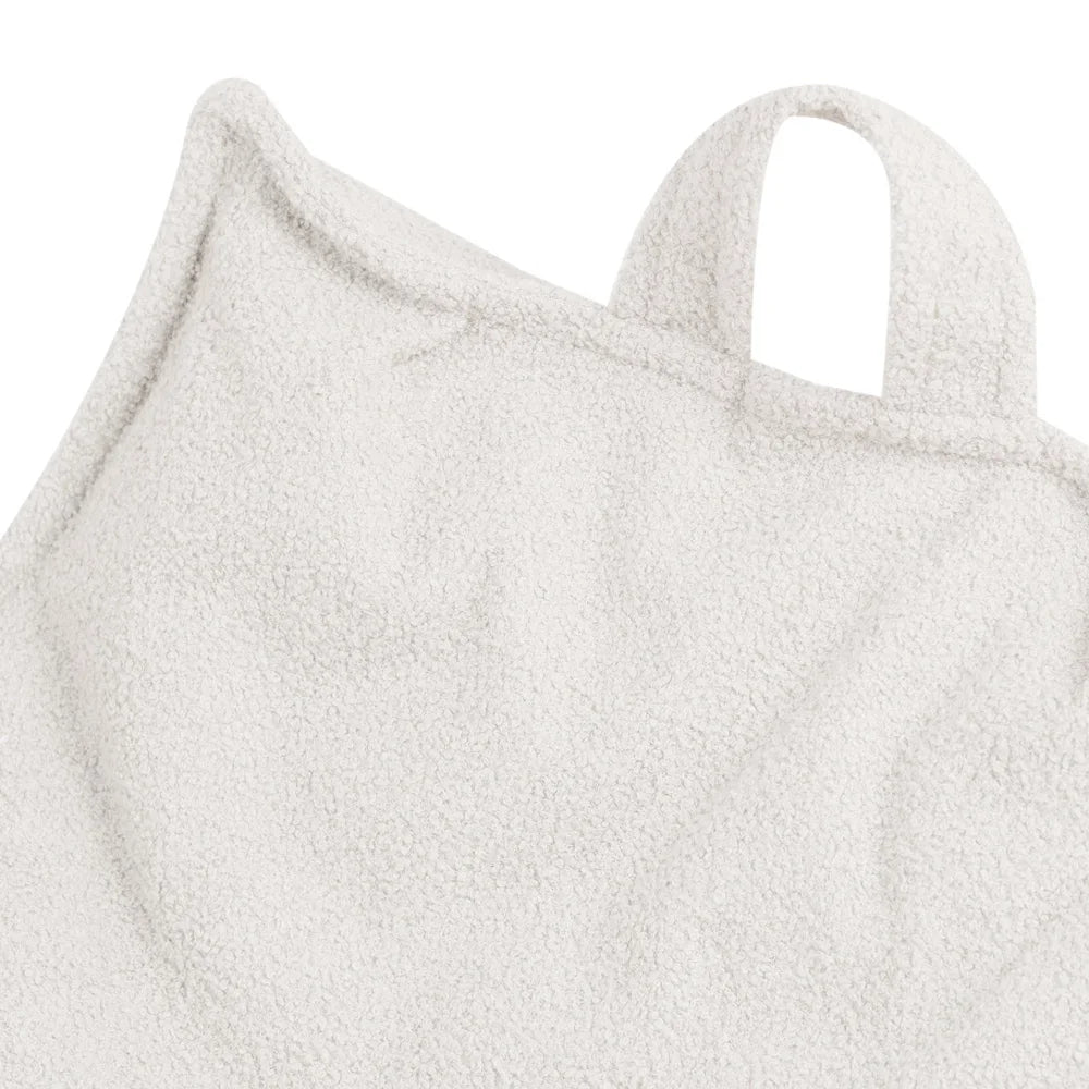 Pouf fauteuil carré bouclette blanc pour enfant