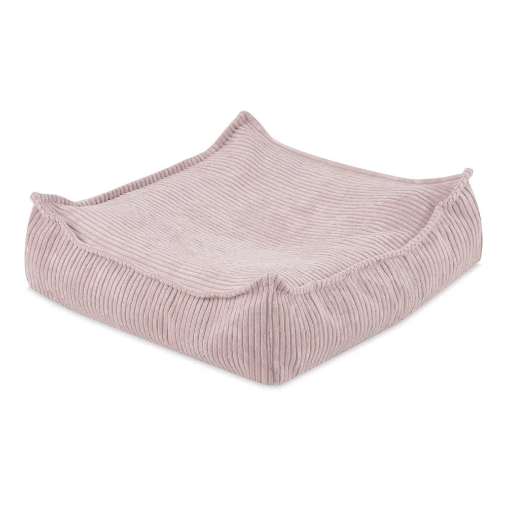 Pouf de sol rose vif en velours côtelé pour enfant