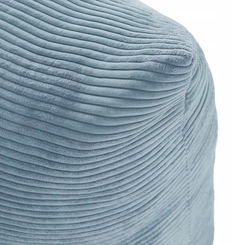 LoungeBear - Pouf Haricot bleu en velours côtelé | 120x80cm