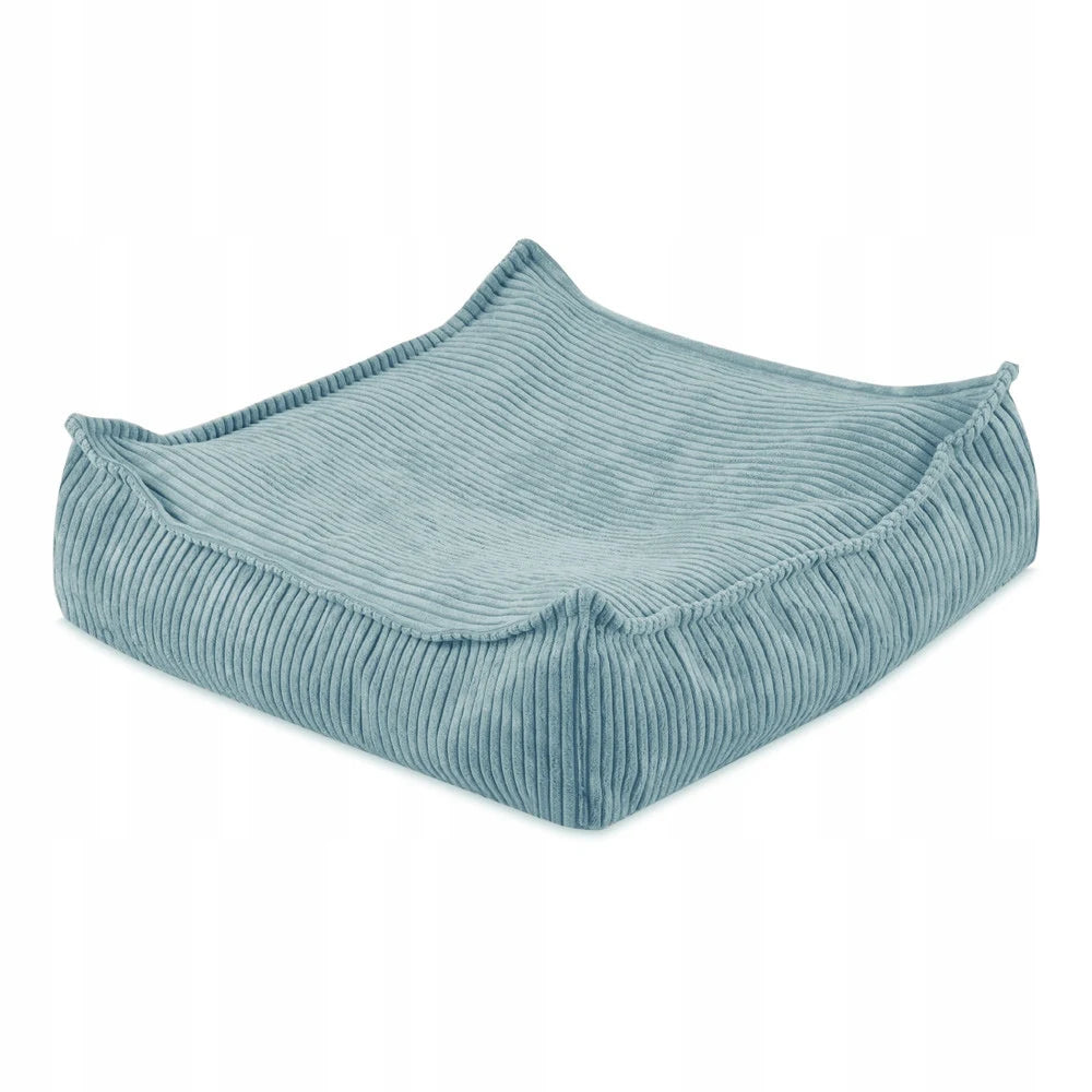 Pouf de sol bleu en velours côtelé pour enfant