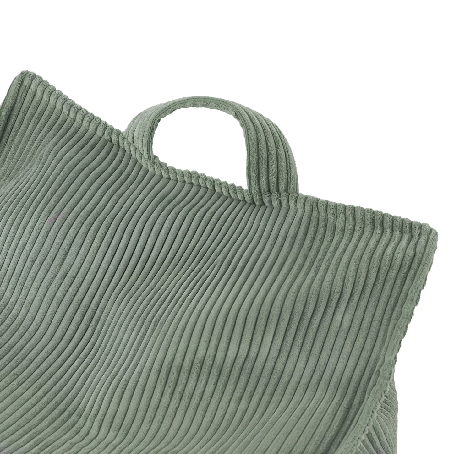 Pouf fauteuil carré en velours côtelé vert pour enfant