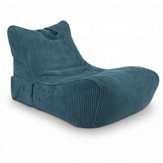PlushWave - Pouf fauteuil relaxant bleu en velours